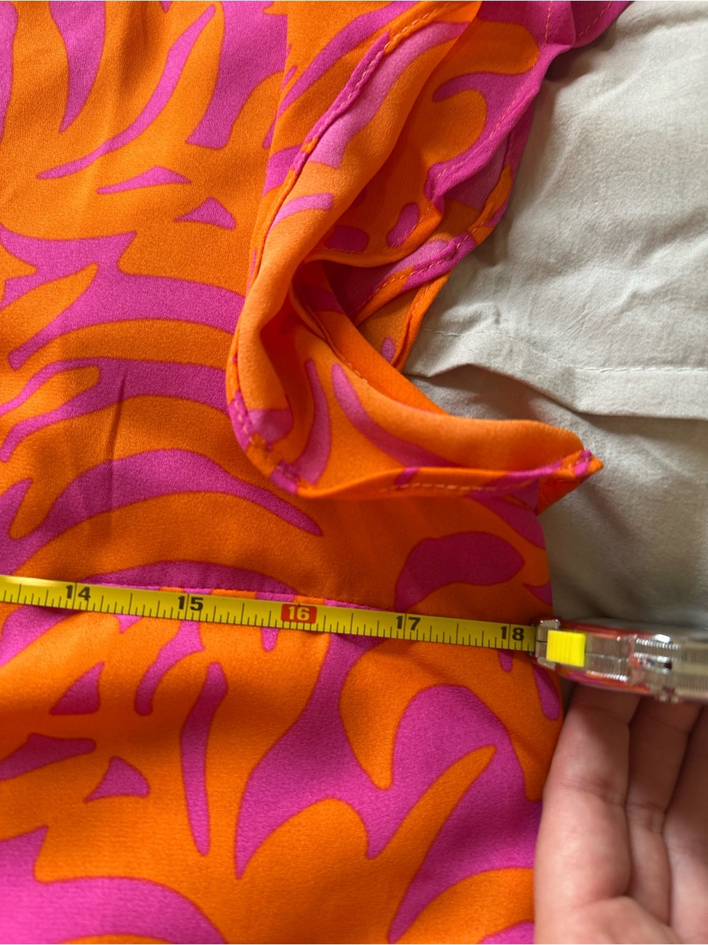 1. State Pink & Orange Ruffle Sleeve Tie-Neck Shell Top - Picture 5 of 6